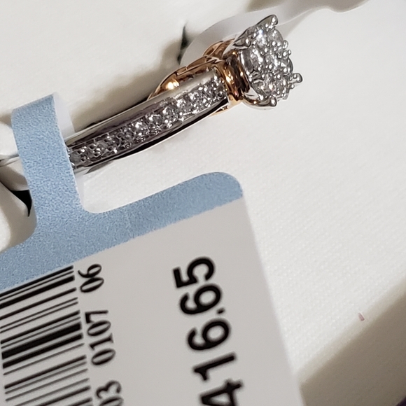 Hallmark Sterling & 10k Rose Gold Diamond Engagement Ring. SZ 7 ❤️ - Picture 3 of 13
